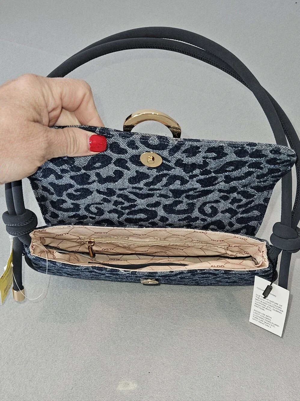 RARE - NWT ALDO Alodalegyn Denim Leopard Print Shoulder Bag – Trendy Y2K
